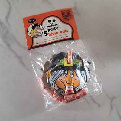 VINTAGE FUN WORLD HALLOWEEN PARTY BLOW OUTS PACK OF 5 - WICKED WITCH