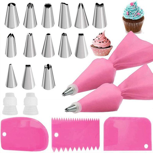 21 Pc Icing Decorating Set Cake Decoration Equipment Piping Kit + Piping Nozzles - Picture 3 of 20