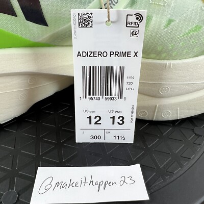 man 1 Adidas Adizero Prime X White Green Running Shoes GV7074 Men Size