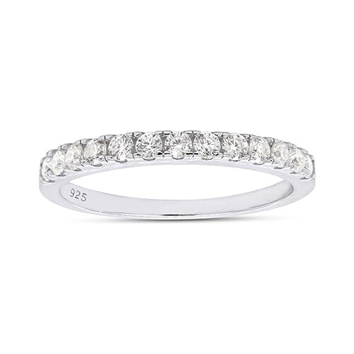 1/3ct Lab-Created Moissanite Half Eternity Wedding Band in Sterling Silver-image