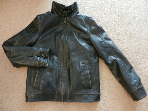 Faux Worn Leather Jacket Size 