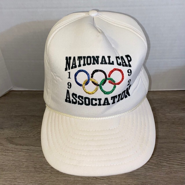 Vintage San Sun National Cap Association Olympic 1992 Snapback Trucker Hat White