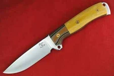 Busse Custom Boss Street .145" Satin INFI, G10 G-rexed Pine Wood Handle SCABS