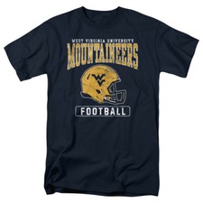 West Virginia University Adult T-Shirt Football Helmet, Navy, S-5XL