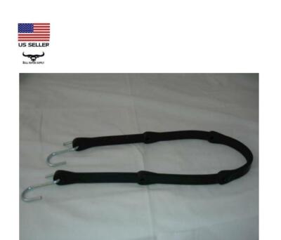 34'' x 3/8'' Black Bungee Tarp Strap Adjustable Slots Every 6'' with Steel S Hooks