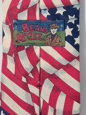 BEANS MCGEE MEN'S NECKTIE USA FLAG AMERICAN 100% COTTON MADE IN USA