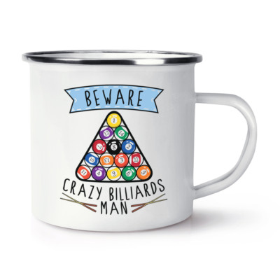 Tasse Humoristique 'Fou Billard' - Design Rétro En émail - Cadeau Drôle Pour Amateurs De Billard