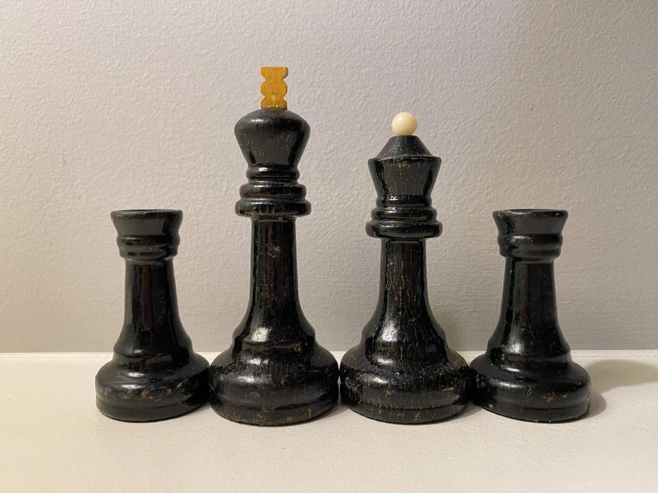 Juego de ajedrez de madera soviético Botvinnik-Flohr c.1950 Foto 3 de 4