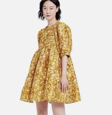 Kika Vargas For Target Dress Size XL Gold Mini Dress Mum Floral Puff Sleeve NWT