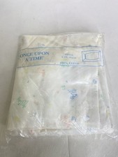Vintage Once Upon a Time Fitted Crib Sheet Cotton ABC Ducks Chick Made in USA