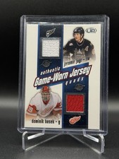 2002-03 Pacific GAME-WORN JERSEY QUADS #32 Jagr, Hasek, Hejduk, Elias NHL