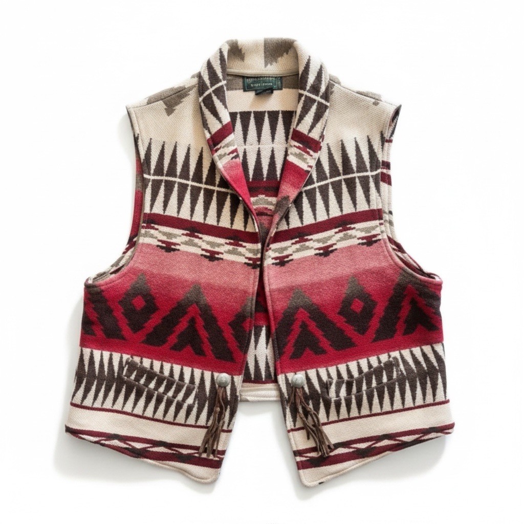 Vintage 80s Polo Country Ralph Lauren XL Southwestern Aztec Wool Vest Gillet