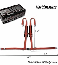 Aces Racing RZR 1000 Turbo XP Trail 4 Point Harness Red