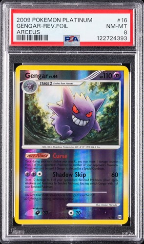 2009 POKEMON PLATINUM ARCEUS #16 GENGAR-REVERSE FOIL PSA 8