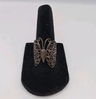 Vtg .925 Sterling Silver Filigree Butterfly Ring Sz 7 Patina Gothic Steam Punk