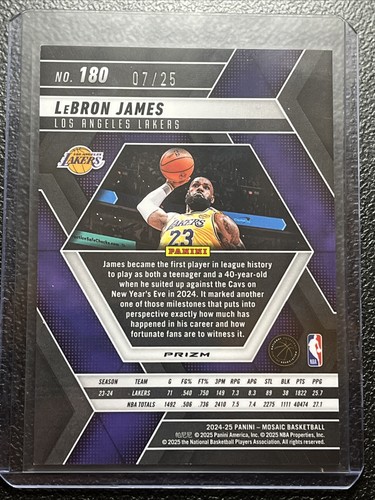 LEBRON JAMES 2024-25 MOSAIC BASKETBALL WHITE PRIZM LAKERS /25 - Bild 2 von 2