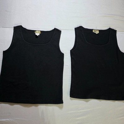 The Territory Ahead Women's Tank L Black Ribbed Knit Texture Sleeve Cotton Lot