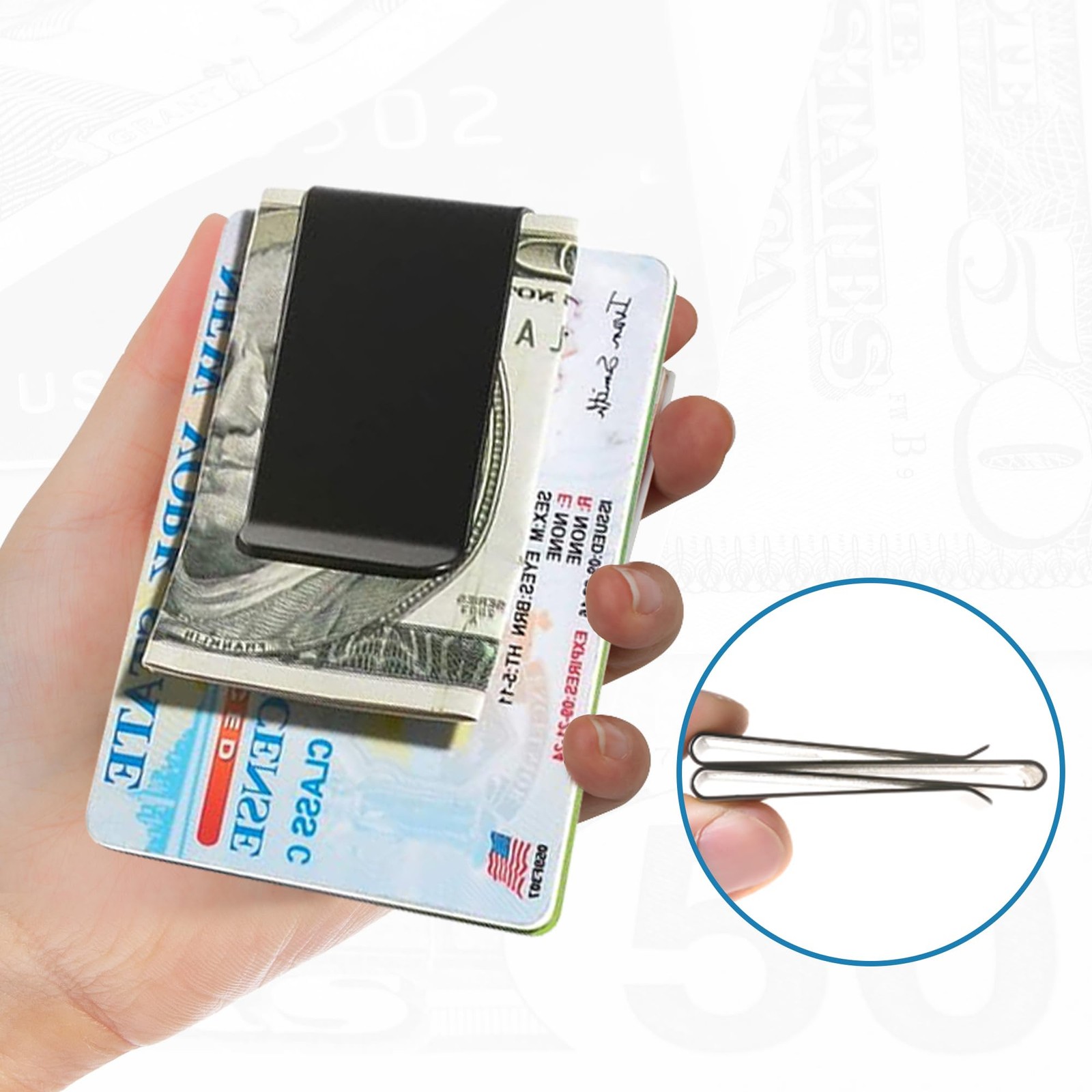 Money Clip, Cash Clip, Minimalist Wallet Slim Wallet Credit Business Card Hol...