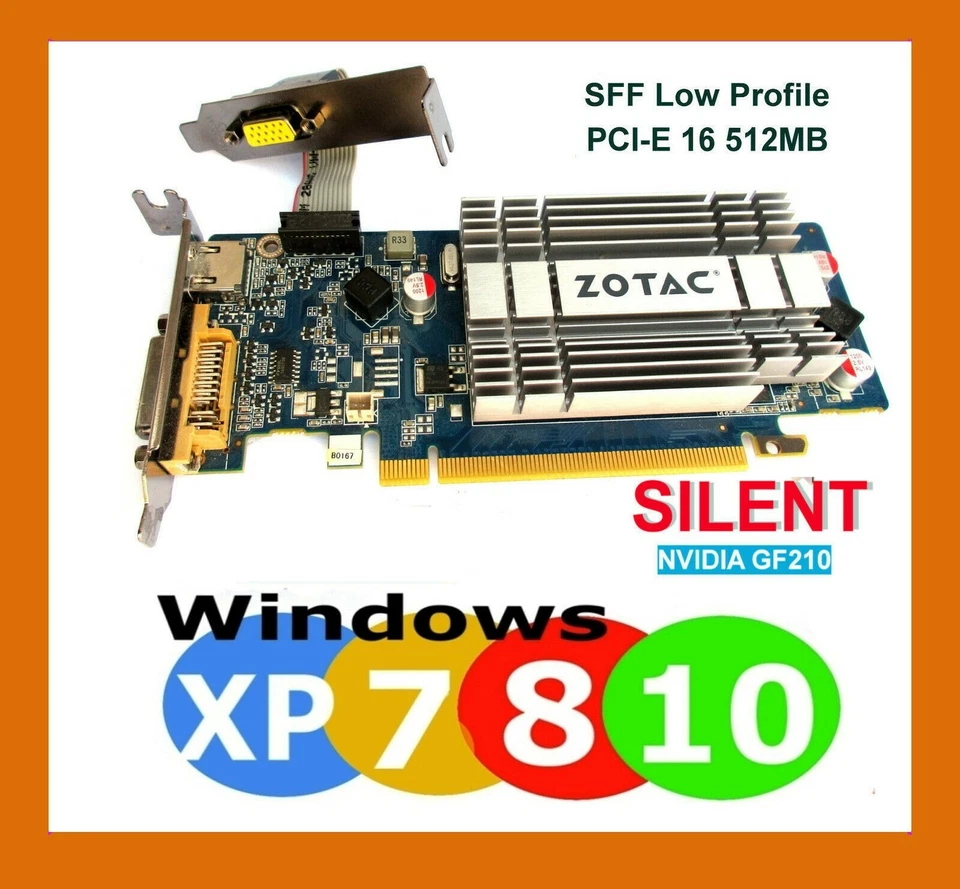 HDMI✔️VGA✔️DVI✔️PCI-E 16x 2.0✔️Video Card✔️NVIDIA✔️GeForce210✔️SFF ✔️SILENT - Image 2 of 4