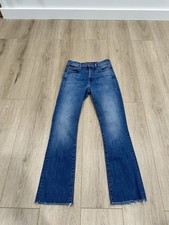 MOTHER Insider Flood Fray Jeans 26 We Got The Beat Wash High Rise Raw Hem Crop