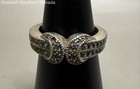 Sterling Silver Crossover Ring with Marcasite - Size 8 (MISSING STONES) — photo 1