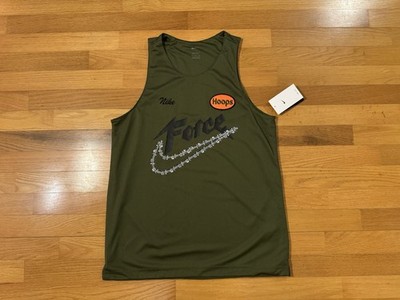 New M Nike Air Force Dri-Fit Basketball Jersey #00 Prm Green DH6755-355 Men