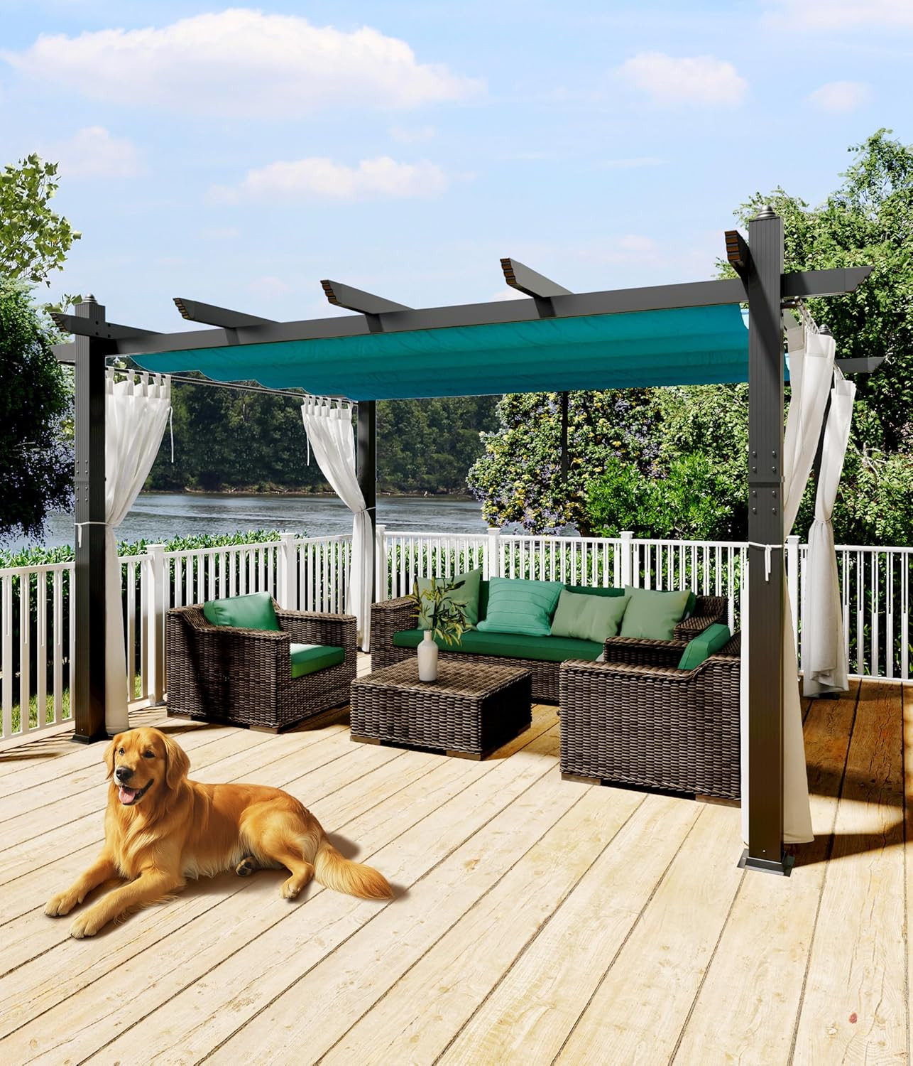 10 X 13 Ft Aluminum Pergola, Outdoor Metal Gazebo with Adjus