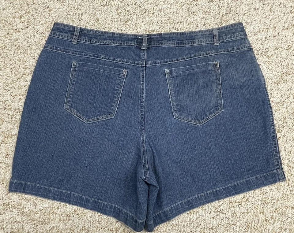 Pantalones Cortos de Jean JMS Para Mujer Talla 20 Tiro Alto Elastizados Denim Azul (Cintura 40) Foto 2 de 4