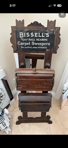 Antique Bissell Wooden Floor Sweeper Display