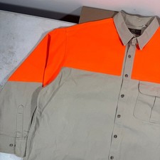 Chemise Orvis Homme Manches Courtes, Mélange Chanvre, Col Spread, Orange Et Bleu, Taille XL
