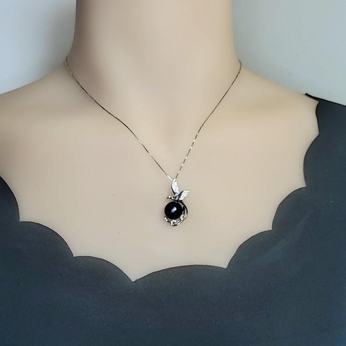 Black Pearl Necklace Sterling Silver Phoenix Pendant Black Pearl Jewelry 18k - Picture 4 of 8