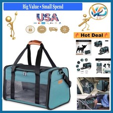 Blue Airline Approved Foldable Pet Carrier for Cats  Small Dogs 15 Lbs