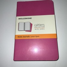 Moleskine Cahier Journal, Pack Of 3, 3.5  x 5.5  , Lined, Bright Pink, New/Sealed