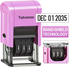 Date Stamp Self Inking Dater Stamp for Business 12 Year Band Purple Mount Black