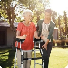 Costway Foldable Aluminum Alloy Walker Wheel Walking Frame W/ Seat & Armrest Pad