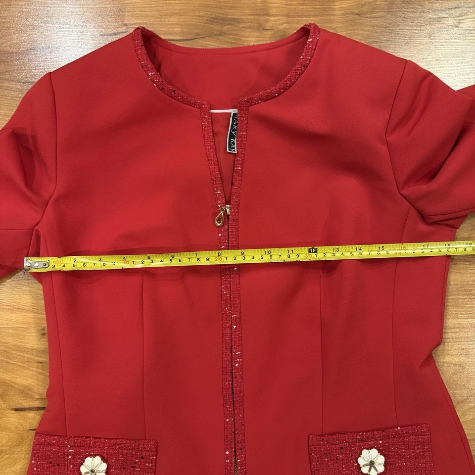Chaqueta Blazer Mary Kay By Twinhill Roja Cremallera Frontal Med Viaje de Negocios Foto 3 de 4