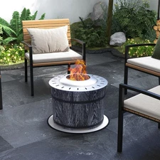 Outsunny Smokeless Fire Pit with Mat, 20" Firepit, Magnesium Oxide, Black