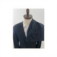 MINT HUGO BOSS MENS BLACK SUIT 40R 34x29 MADE IN GERMANY WOOL BLEND VGC