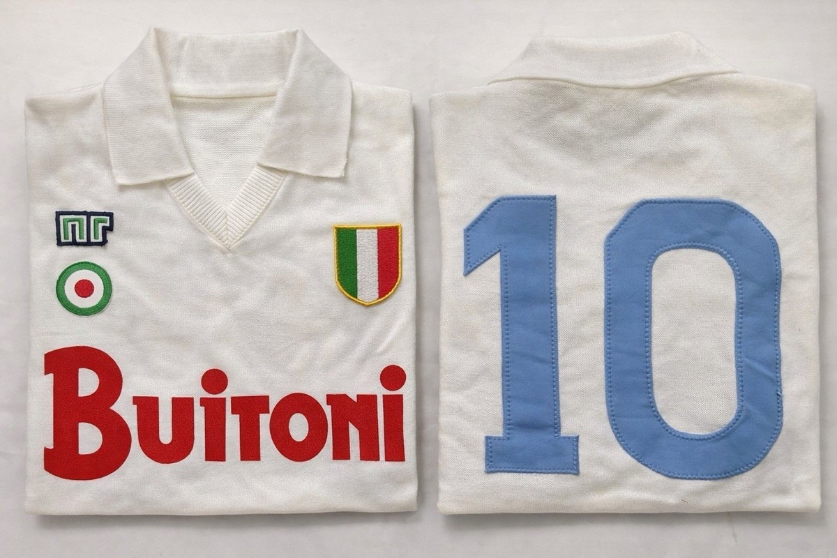 White Shirt MARADONA NAPOLI BUITONI 10 1987/88 Vintage Acrylic