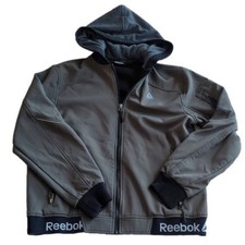 Reebok Boys Grey Green Big Active Logo FASHION BOMBER Hem Jacket Size XL 18/20