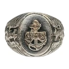 Vintage US Navy Sterling Silver Eagle Anchor Signet Ring Men's Size 10 Military