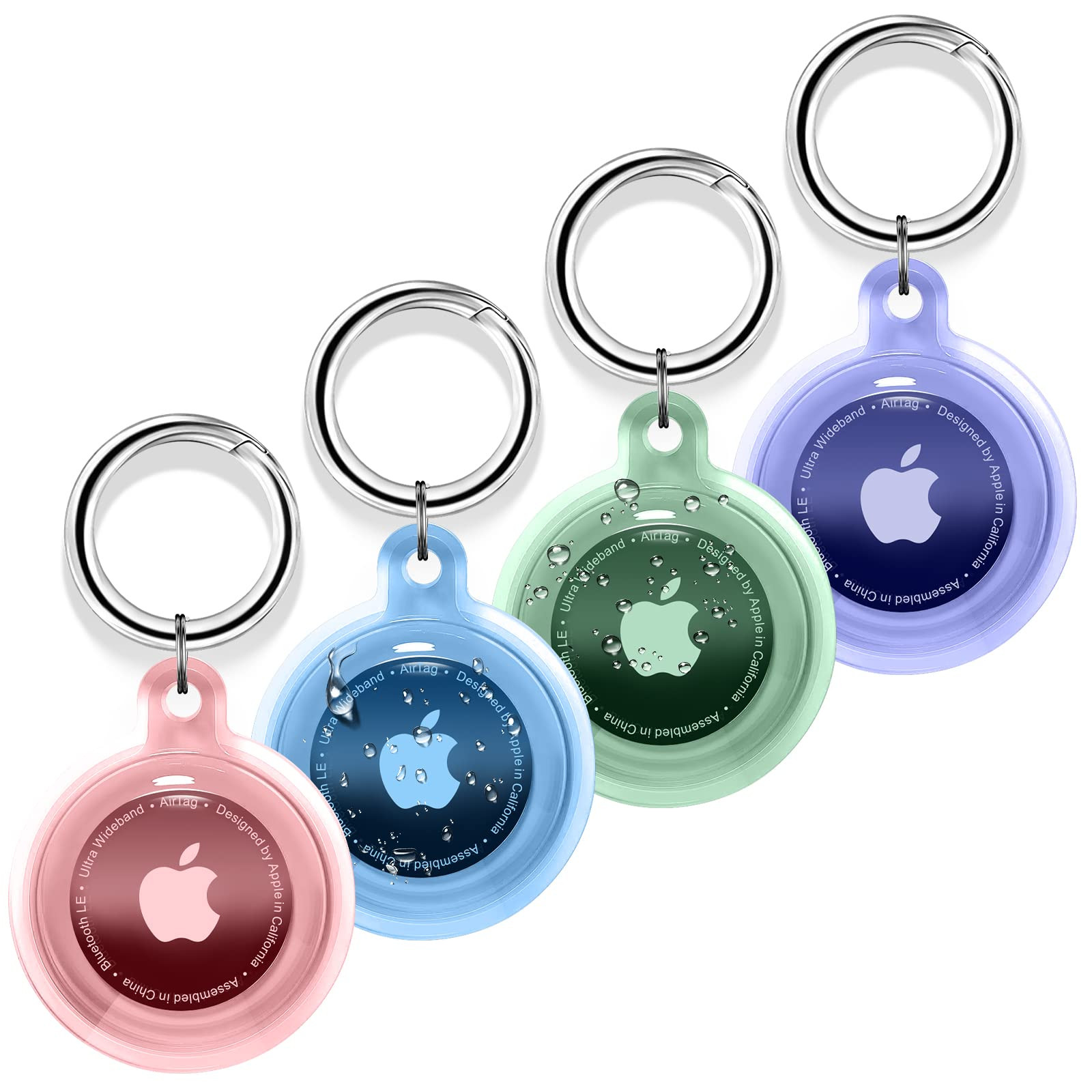4 Pack Waterproof Airtag Case with Keychain for Apple Air Tag
