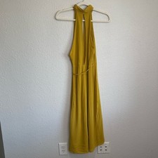 Reformation Womens Small High Neck Keyhole Sleeveless Mini Wrap Dress Yellow