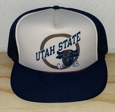 Vintage 80s 90s Utah State Aggies Rope Mesh Snapback Trucker Hat Foam Panel NWOT