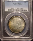 1964-D Kennedy Half Dollar TONED PCGS MS 64 Blue Label