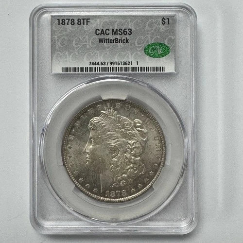 1878 8TF Morgan Silver Dollar $1 CAC MS63 WitterBrick