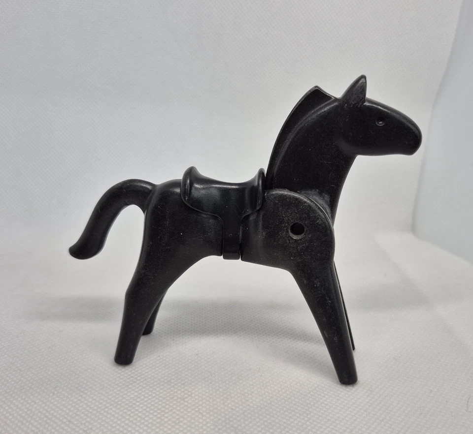 CHEVAL NOIR AVEC SELLE COW BOY OU SOLDATS SUDISTE NORDISTE VINTAGE PLAYMOBIL - Photo 1/1