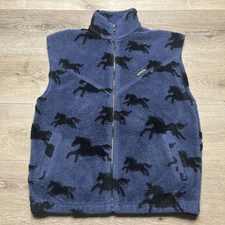 On Course Kerrits Horse Print Full Zip Equestrian Fleece Vest Women’s Size S USA