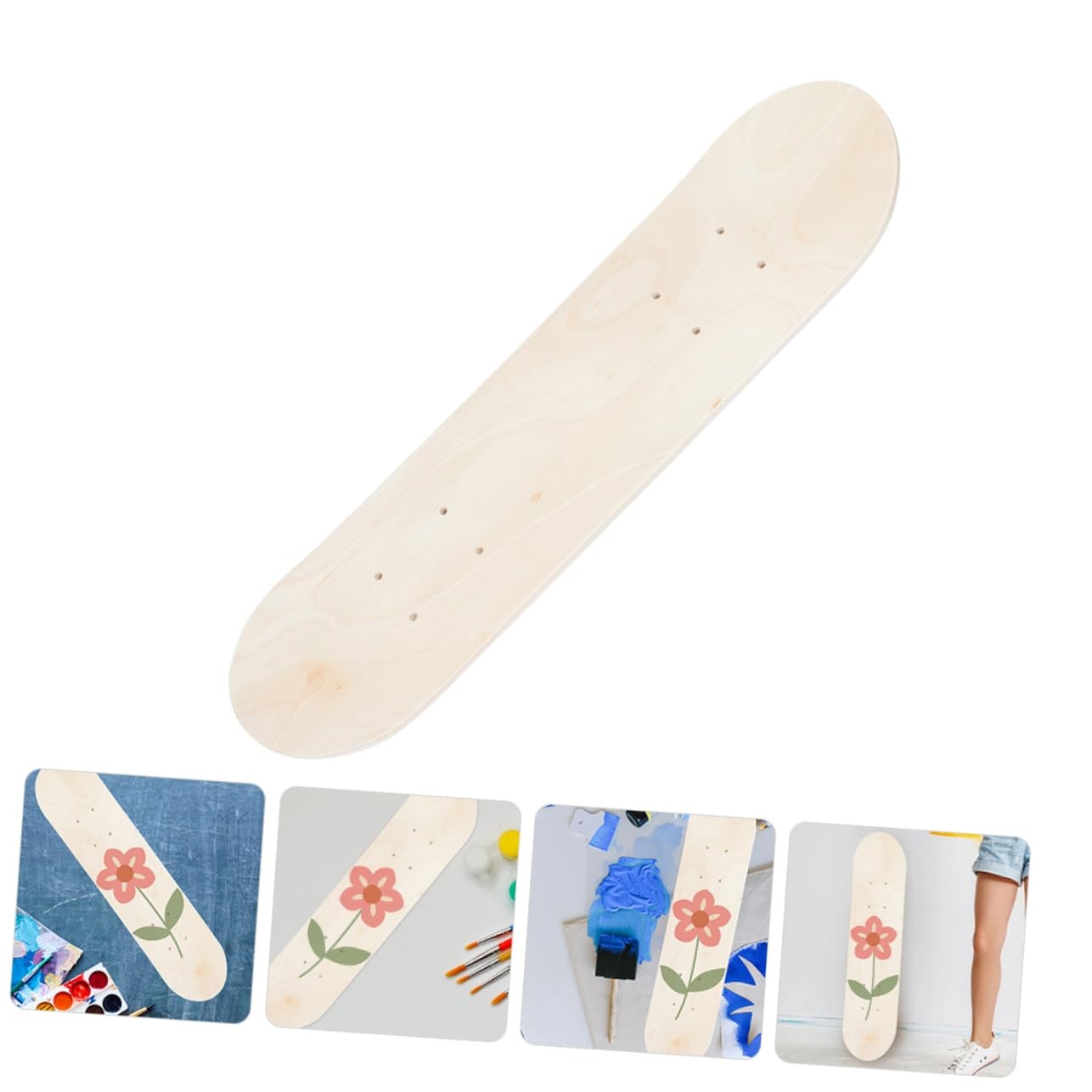 Totority Blank Skateboard Deck 16.9 X 4.9 Inch 7-Ply Maple Wood Double-Sided ...