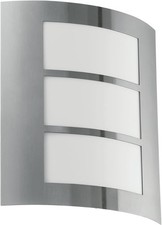 Image of Eglo Outdoor Wall Light White Silver Stainless Steel Porch Lamp E27 IP44